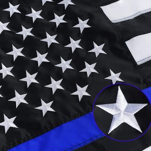 Flying Drapeau 0,9 x 1,5 m brodée cousue 210d Nylon Oxford mince Ligne bleue USA American Drapeau de police protection UV Intérieur/extérieur