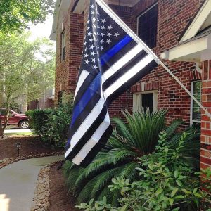 Flying Drapeau 0,9 x 1,5 m brodée cousue 210d Nylon Oxford mince Ligne bleue USA American Drapeau de police protection UV Intérieur/extérieur