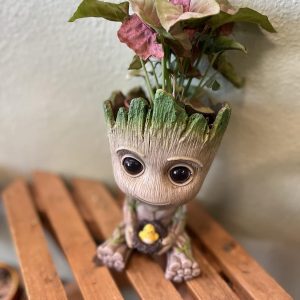 Groot Planter Pot, Baby Groot Bird-Nest Model Succulent Planter Pot Cute Green Plants Pot Groot Flower Pot, Groot Pen Holder with Hole