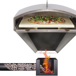 Green Mountain Grills Wood-Fired Steel Pizza Oven Attachment Accessory for Daniel Boone/Jim Bowie Model Grills with Square Pizza Stone, Silver