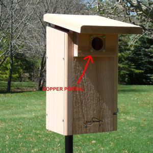 Kettle Moraine Copper Portal for Eastern Bluebird Bird Houses Predator Guard 1 1/2″ Opening