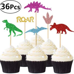 DALIYREPAL Moptrek Pieces Dinosaur Glitter Cupcake Garden Sculpture Outdoor Decoration