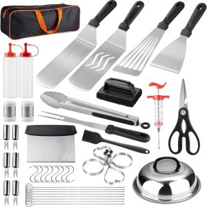 Griddle Accessories Kit, 38PCS Flat Top Grilling Tools Set for Blackstone and Camp Chef,Stainless Steel Grill BBQ Spatula Kit Cooking Utensils Set with Carry Bag for Men Women Outdoor Barbecue Camping